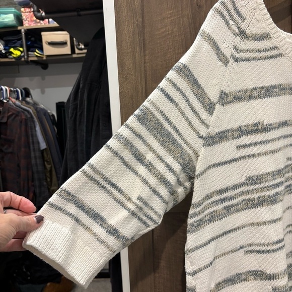 NWT J Jill Sweater XL Beach Relaxed Fit White Green Tan - Picture 7 of 12